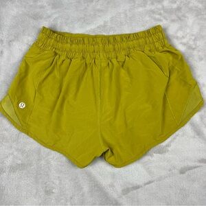 Lululemon Women’s Athletic Running Shorts Yellow Built-In Liner Zip Pocket XS/S